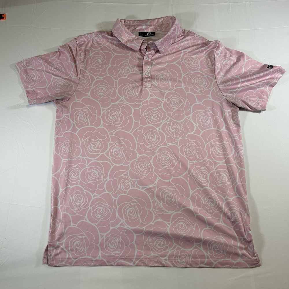 Greenside Golf Shirt Men's Polo Golf Rose Bella Print short sleeve Large